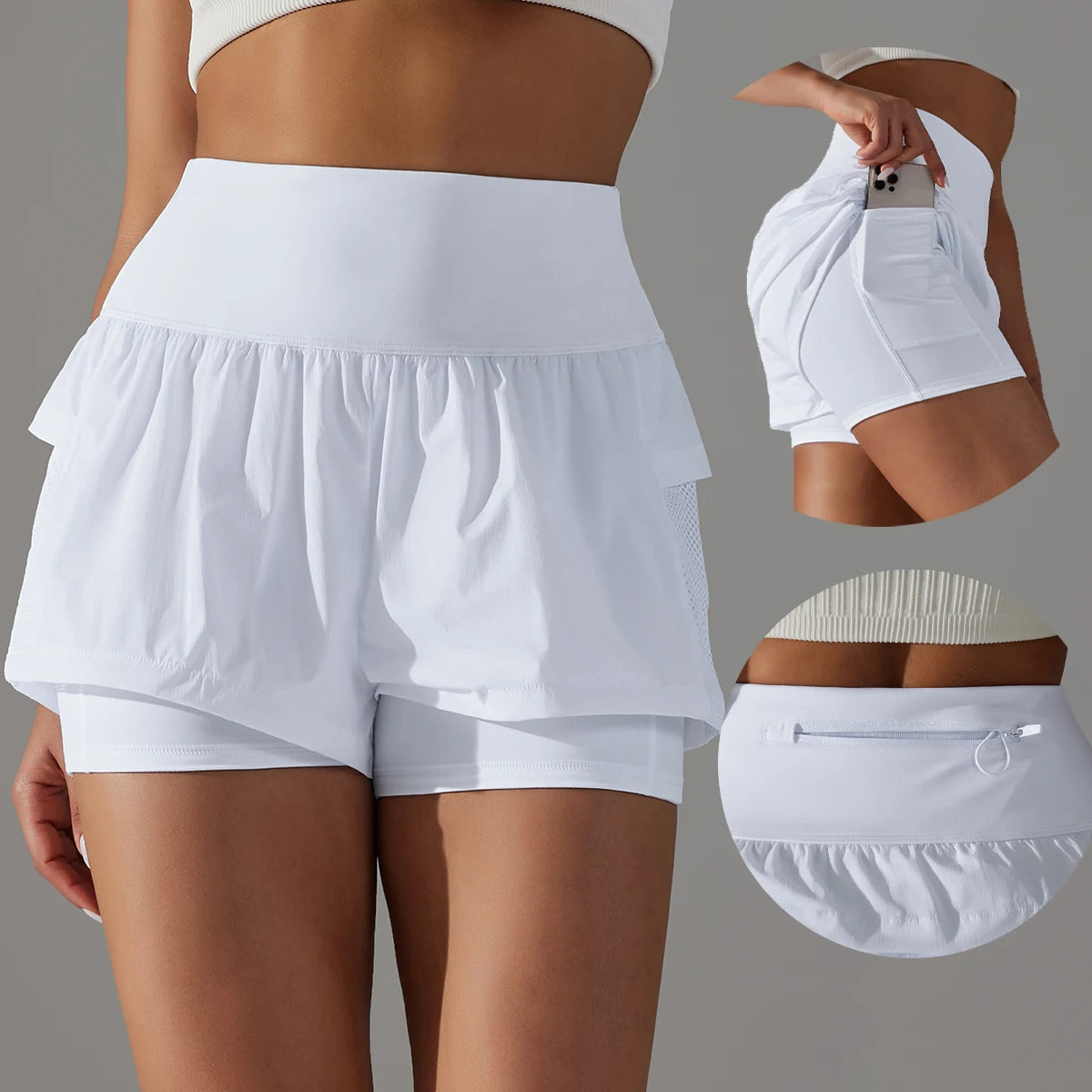 Short Feminino DryFit 2 em 1 Cintura alta